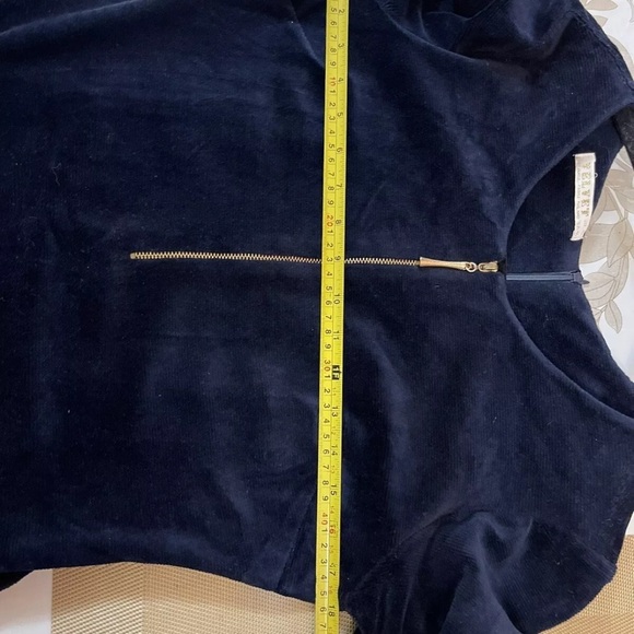 Velvet Velour Woman’s Dress Size S/M Dark Blue Zippers Size 40 - Picture 6 of 8